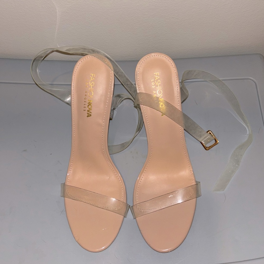 Fashion Nova Heels. Nude/Clear. Size 10.